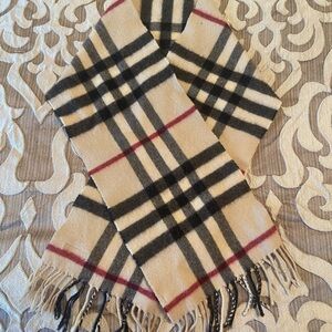 Kids Burberry Cream and Red Plaid Scarf